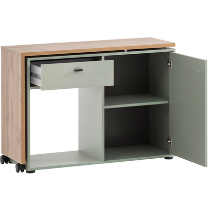 Artikelbild für MÖBELPARTNER Tiny Working Schreibtisch pastellgrün, eiche rechteckig, Wangen-Gestell grün 104,6 x 39,0 cm, Artikelnummer 888187