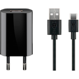 Artikelbild 1 für goobay Ladekabel mit Adapter schwarz, Kabellänge: 1,0 m, 5 Watt, Artikelnummer 556989