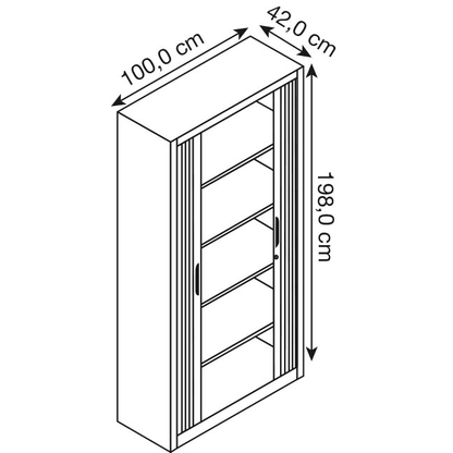 Artikelbild 2 für CP Omnispace Rollladenschrank lichtgrau 4 Fachböden 100,0 x 42,0 x 198,0 cm, Artikelnummer 918227