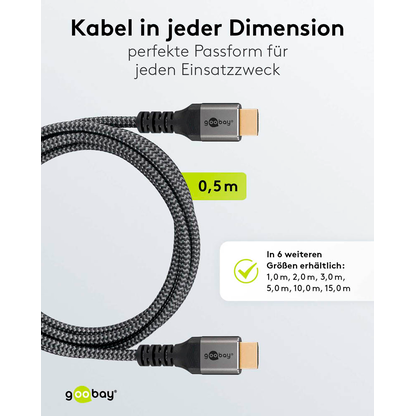 Artikelbild 8 für goobay HDMI 2.0 Kabel 5,0 m grau, schwarz, 1 St., Artikelnummer 345237