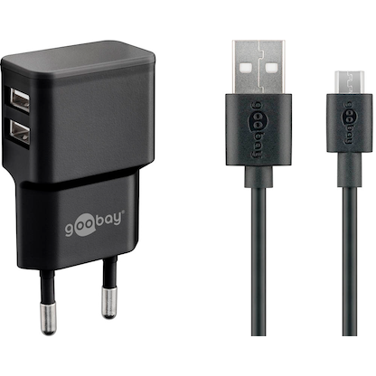 Artikelbild für goobay Ladekabel mit Adapter schwarz, Kabellänge: 1,0 m, 12 Watt, Artikelnummer 557068