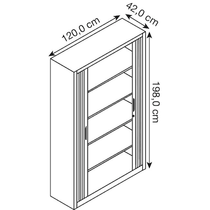 Artikelbild 2 für CP Omnispace Rollladenschrank schwarzgrau 4 Fachböden 120,0 x 42,0 x 198,0 cm, Artikelnummer 918250