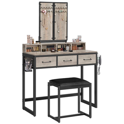 Artikelbild 3 für VASAGLE Schminktisch rechteckig Spanplatte beige 90,0 x 40,0 x 141,0 cm, 1 St., Artikelnummer 760559