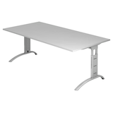 Artikelbild 1 für HAMMERBACHER FS2E höhenverstellbarer Schreibtisch lichtgrau rechteckig, C-Fuß-Gestell silber 200,0 x 100,0 cm, Artikelnummer 863528