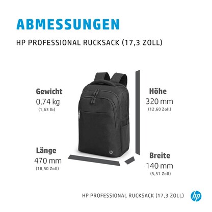 Artikelbild 12 für HP Laptop-Rucksack Professional Kunststoff schwarz bis 44,0 cm (17,3 Zoll), Artikelnummer 351397