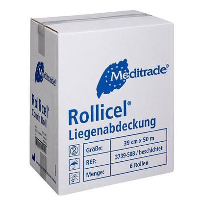 Artikelbild 5 für Meditrade® Ärztekrepp ROLLICEL® 1-lagig weiß 39,0 cm x 50,0 m, 6 Rollen, Artikelnummer 565877