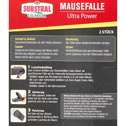 Artikelbild 3 für SUBSTRAL® Celaflor® Mausefallen Ultra Power schwarz, 2 St., Artikelnummer 664852