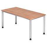 Artikelbild 1 für HAMMERBACHER Orbis höhenverstellbarer Schreibtisch nussbaum rechteckig, 4-Fuß-Gestell silber 160,0 x 80,0 cm, Artikelnummer 637544