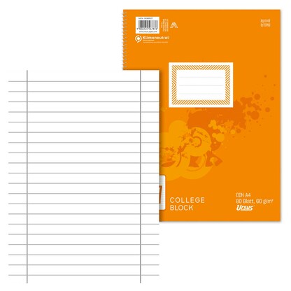 Artikelbild für Ursus Collegeblöcke Lineatur 27 liniert DIN A4 Innen- und Außenrand, 10 Blöcke, Artikelnummer 582015