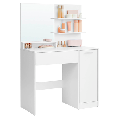 Artikelbild 3 für VASAGLE Schminktisch rechteckig Melamin, Spanplatte weiß 80,0 x 40,0 x 132,0 cm, 1 St., Artikelnummer 438537