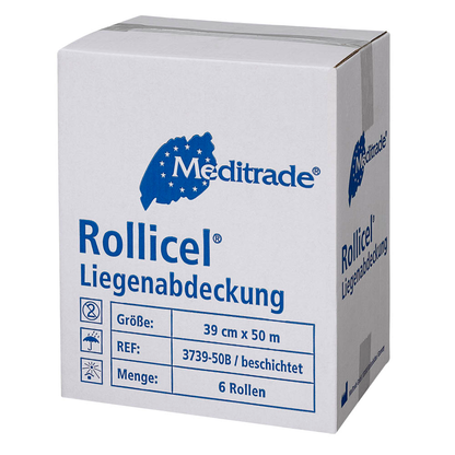 Artikelbild 7 für Meditrade® Ärztekrepp ROLLICEL® 1-lagig weiß 39,0 cm x 50,0 m, 6 Rollen, Artikelnummer 565877
