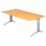 Artikelbild 1 für HAMMERBACHER FS2E höhenverstellbarer Schreibtisch buche rechteckig, C-Fuß-Gestell silber 200,0 x 100,0 cm, Artikelnummer 863454