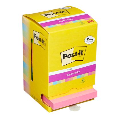 Artikelbild 2 für 8 + 4 GRATIS: Post-it® Super Sticky Carnival Haftnotizen extrastark farbsortiert, 8 Blöcke + GRATIS 4 Blöcke, Artikelnummer 620437