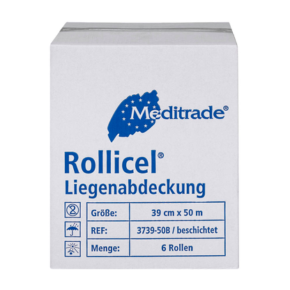 Artikelbild 6 für Meditrade® Ärztekrepp ROLLICEL® 1-lagig weiß 39,0 cm x 50,0 m, 6 Rollen, Artikelnummer 565877