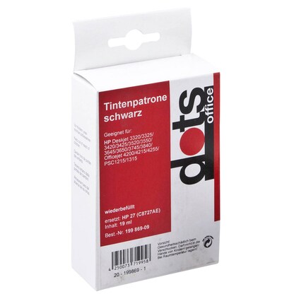 Artikelbild 3 für dots schwarz Druckerpatrone kompatibel zu HP 27 (C8727AE), Artikelnummer 199869