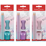 Artikelbild 1 für FABER-CASTELL Grip Sparkle Bleistift-Set B rosé, lila oder ocean mit Radierer, 1 Set, Artikelnummer 100309