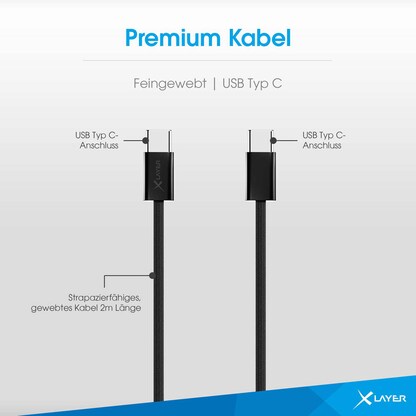 Artikelbild 3 für XLAYER USB C USB-Kabel 2,0 m schwarz, 1 St., Artikelnummer 344368