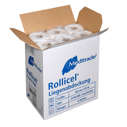 Artikelbild 8 für Meditrade® Ärztekrepp ROLLICEL® 1-lagig weiß 39,0 cm x 50,0 m, 6 Rollen, Artikelnummer 565877
