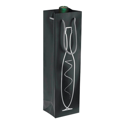 Artikelbild für VP Geschenktüten für Flaschen bottle bag schwarz/silber 9,5 x 38,0 cm, 25 St., Artikelnummer 496851