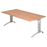 Artikelbild 1 für HAMMERBACHER FS2E höhenverstellbarer Schreibtisch nussbaum rechteckig, C-Fuß-Gestell silber 200,0 x 100,0 cm, Artikelnummer 863605
