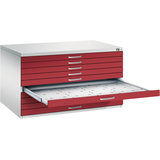 Artikelbild 1 für CP 7200 Planschrank lichtgrau, rubinrot 10 Schubladen 135,0 x 96,0 x 76,0 cm, 1 St., Artikelnummer 682738