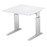 Artikelbild 1 für HAMMERBACHER US08 höhenverstellbarer Schreibtisch lichtgrau quadratisch, C-Fuß-Gestell silber 80,0 x 80,0 cm, Artikelnummer 865701