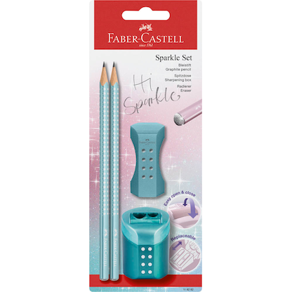 Artikelbild 2 für FABER-CASTELL Grip Sparkle Bleistift-Set B rosé, lila oder ocean mit Radierer, 1 Set, Artikelnummer 100309