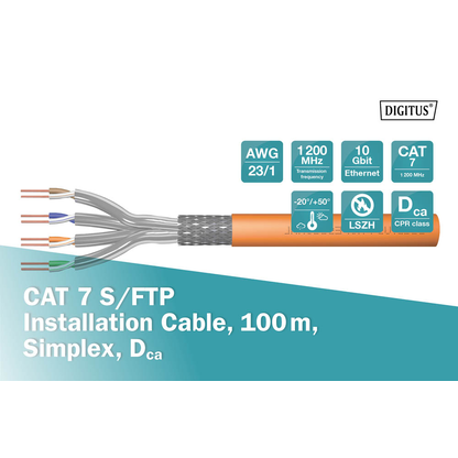 Artikelbild 7 für DIGITUS Ethernet Netzwerkkabel DK-1743-VH-1 100,0 m orange 1.200 MHz, 1 St., Artikelnummer 468649