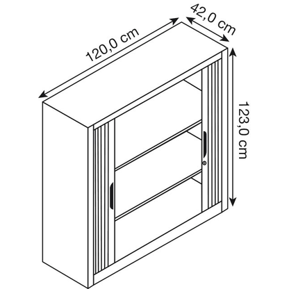 Artikelbild 2 für CP Omnispace Rollladenschrank lichtgrau 2 Fachböden 120,0 x 42,0 x 123,0 cm, Artikelnummer 918094