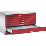 Artikelbild 1 für CP 7100 Planschrank lichtgrau, rubinrot 8 Schubladen 110,0 x 76,5 x 76,0 cm, 1 St., Artikelnummer 682676