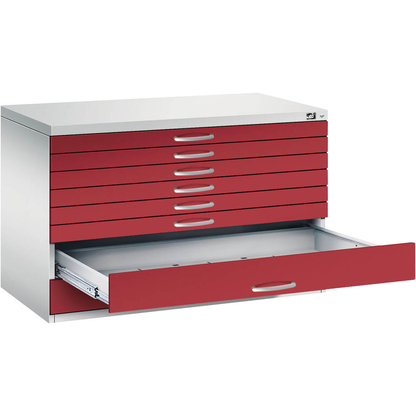 Artikelbild für CP 7100 Planschrank lichtgrau, rubinrot 8 Schubladen 110,0 x 76,5 x 76,0 cm, 1 St., Artikelnummer 682676