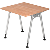 Artikelbild 1 für HAMMERBACHER AS08 höhenverstellbarer Schreibtisch nussbaum quadratisch, A-Fuß-Gestell silber 80,0 x 80,0 cm, Artikelnummer 963942