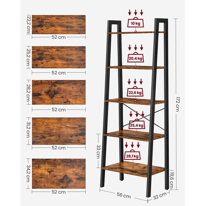 Artikelbild 6 für VASAGLE Bücherregal braun, schwarz 56,0 x 32,0 x 172,0 cm, 1 St., Artikelnummer 262834