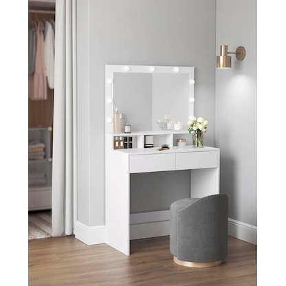 Artikelbild 5 für VASAGLE Schminktisch rechteckig Melamin, Spanplatte weiß 80,0 x 40,0 x 140,0 cm, 1 St., Artikelnummer 438558