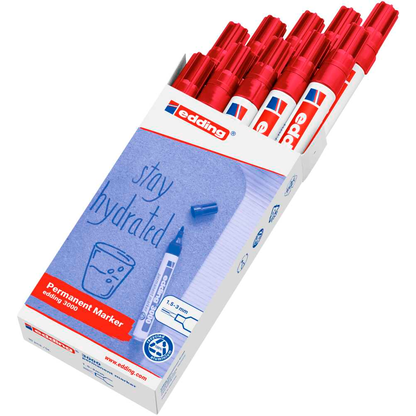 Artikelbild für edding 3000 Permanentmarker rot 1,5 - 3,0 mm, 10 St., Artikelnummer 316513