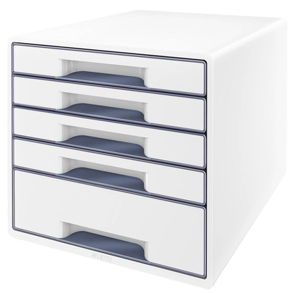 Artikelbild für LEITZ Schubladenbox WOW Cube perlweiß/grau 52142001, DIN A4 mit 5 Schubladen, 1 St., Artikelnummer 418626