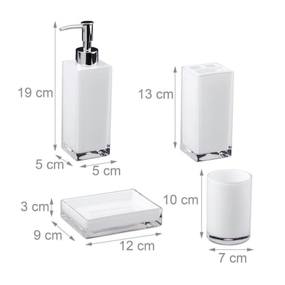 Artikelbild 4 für relaxdays Badaccessoires-Set weiß, 1 Set, Artikelnummer 373177