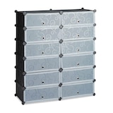 Artikelbild 1 für relaxdays Schuhschrank, 10021979_46 schwarz, transparent 12 Fachböden 94,0 x 37,0 x 108,0 cm, Artikelnummer 451102