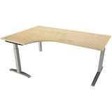 Artikelbild 1 für fm Sidney höhenverstellbarer Schreibtisch königsahorn Bogenform, C-Fuß-Gestell Quadratrohr silber 180,0 x 80,0 cm, Artikelnummer 565594