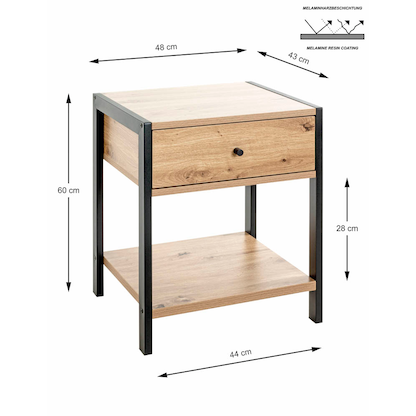Artikelbild 2 für HAKU Möbel Konsole Nachttisch rechteckig MDF-Platte eiche 48,0 x 43,0 x 60,0 km, 1 St., Artikelnummer 340089
