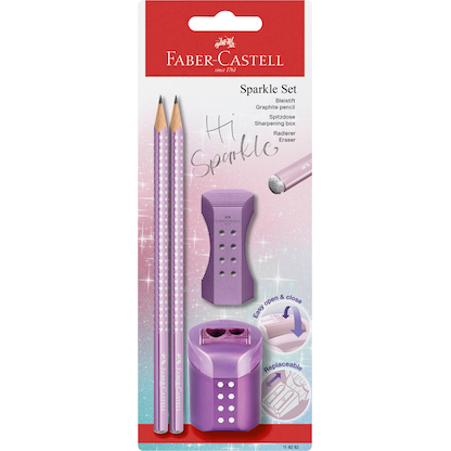 Artikelbild 4 für FABER-CASTELL Grip Sparkle Bleistift-Set B rosé, lila oder ocean mit Radierer, 1 Set, Artikelnummer 100309