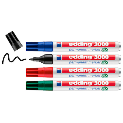 Artikelbild für edding 3000 Permanentmarker farbsortiert 1,5 - 3,0 mm, 4 St., Artikelnummer 580410