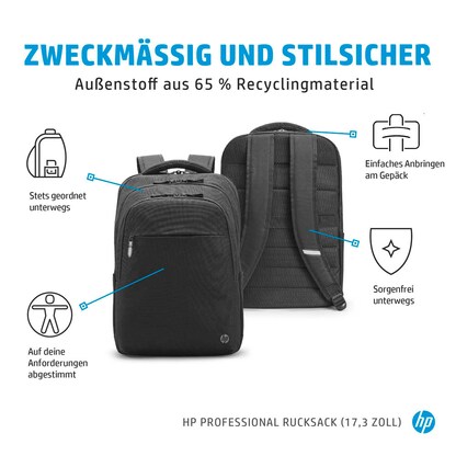 Artikelbild 8 für HP Laptop-Rucksack Professional Kunststoff schwarz bis 44,0 cm (17,3 Zoll), Artikelnummer 351397