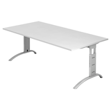 Artikelbild 1 für HAMMERBACHER FS2E höhenverstellbarer Schreibtisch weiß rechteckig, C-Fuß-Gestell silber 200,0 x 100,0 cm, Artikelnummer 863550