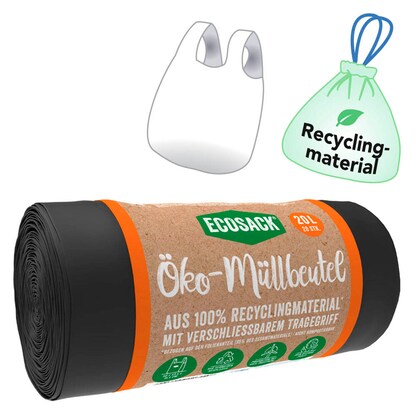Artikelbild für ECOSACK® Öko-Müllbeutel 20,0 l schwarz 20 µm, 20 St., Artikelnummer 240661