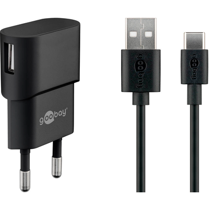 Artikelbild für goobay Ladekabel mit Adapter schwarz, Kabellänge: 1,0 m, 5 Watt, Artikelnummer 557217