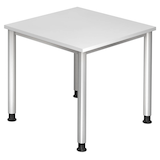 Artikelbild 1 für HAMMERBACHER Orbis höhenverstellbarer Schreibtisch weiß quadratisch, 4-Fuß-Gestell silber 80,0 x 80,0 cm, Artikelnummer 637239