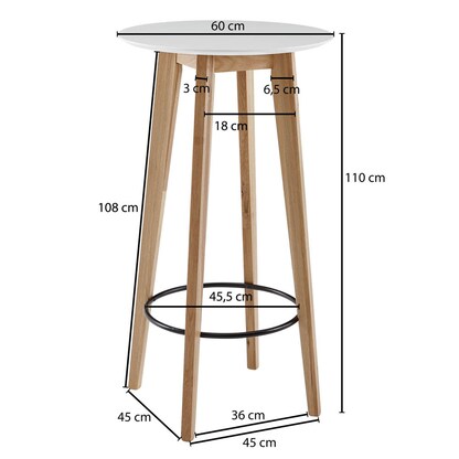 Artikelbild 7 für WOHNLING Bistrotisch rund MDF-Platte weiß 60,0 x 60,0 x 110,0 cm, 1 St., Artikelnummer 541159