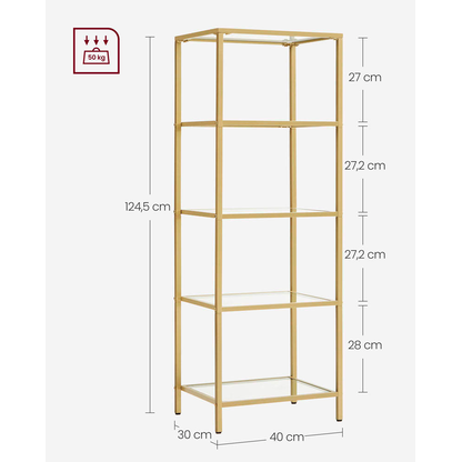 Artikelbild 4 für VASAGLE Bücherregal gold 40,0 x 30,0 x 124,5 cm, 1 St., Artikelnummer 262507