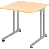 Artikelbild 1 für HAMMERBACHER ZS08 höhenverstellbarer Schreibtisch ahorn quadratisch, C-Fuß-Gestell silber 80,0 x 80,0 cm, Artikelnummer 992230